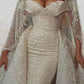Mermaid Sequins Wedding Dress Off The Shoulder Removable Train
