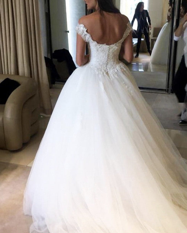 A-line /Princess Wedding Dress Tulle Lace Off The Shoulder