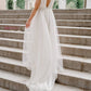 Simple Boho Wedding Dresses Tulle Pleated V Neck