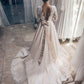 Modest Lace 3/4 Sleeves Wedding Dress Bow Back