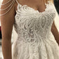 Lace Embroidery Wedding Dress Tulle V Neck With Pearl Straps
