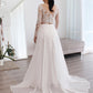 Two Piece Wedding Dress Chiffon Split Lace Sleeves