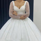 Long Sleeves Sweetheart Wedding Dress Sequins Ball Gown