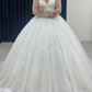 Long Sleeves Sweetheart Wedding Dress Sequins Ball Gown