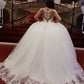 Elegant Lace Long Sleeves Beaded Corset Wedding Dress Ball Gown