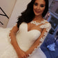 Elegant Lace Long Sleeves Beaded Corset Wedding Dress Ball Gown