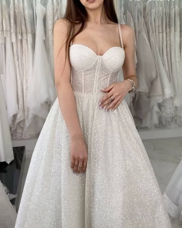 Sparkly Corset Wedding Dress Tea Length Lisposa Sparkly Corset Wedding Dress Tea Length Lisposa