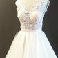 Short Lace Embroidery V Neck Wedding Dress