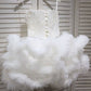 White Feather Corset Organza Layered Dress