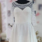 Short Plus Size Chiffon Wedding Dress With Lace Sleeve