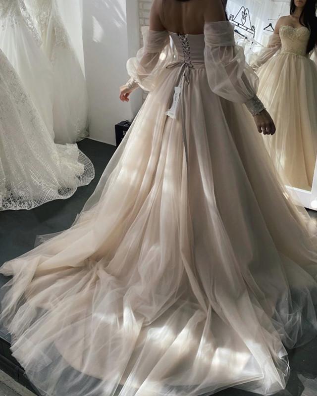 boho wedding dress with removable sleeves Lauren Elaine