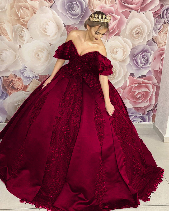 Ball Gown Wedding Dress Burgundy