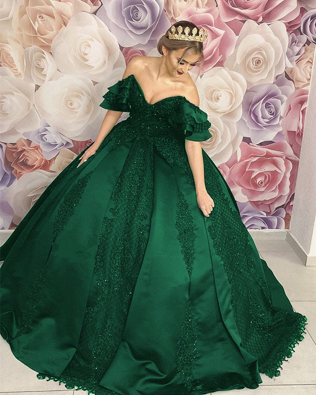 Ball Gown Wedding Dress Green