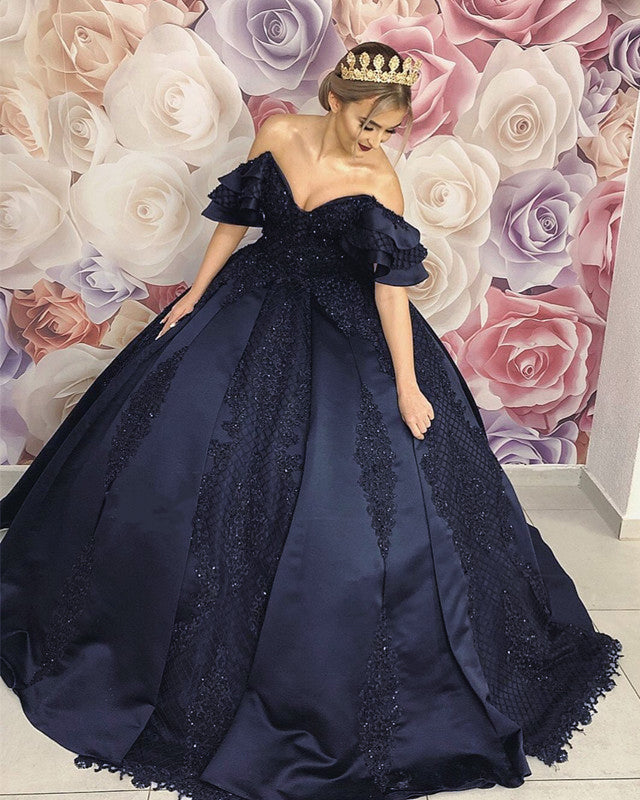 Ball Gown Wedding Dress Navy