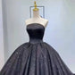 Black Strapless Sparkly Ball Gown Dress