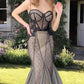 Mermaid Black And Nude Wedding Dress