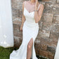Mermaid V-neck High Slit Satin Wedding Dress