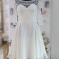 Short Plus Size Chiffon Wedding Dress With Lace Sleeve