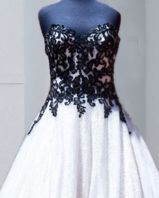 Black Lace Embroidery Wedding Dress