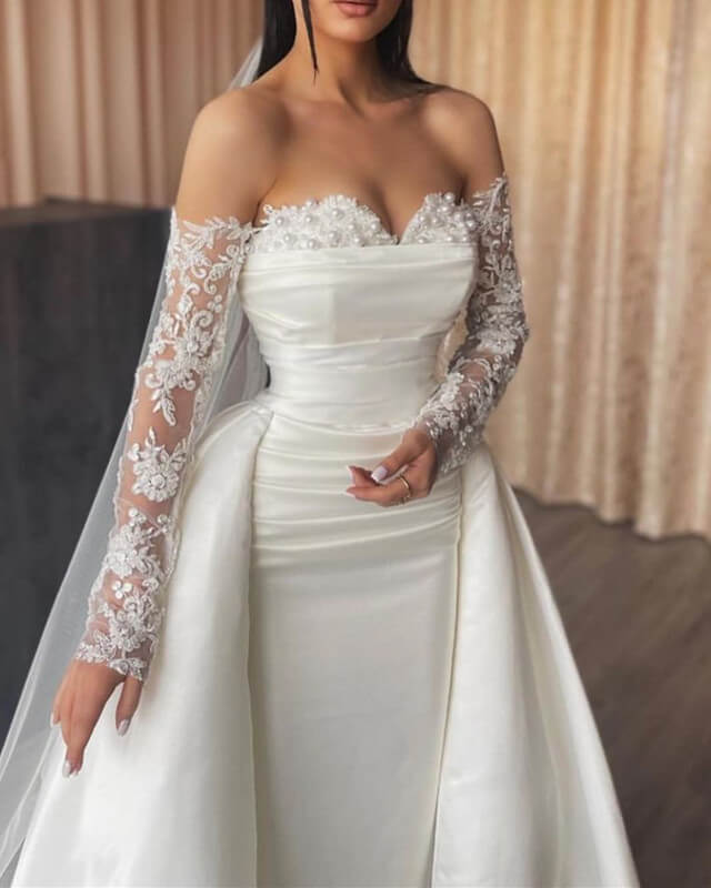 Mermaid Removable Sleeve Wedding Dress