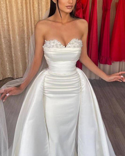 White Mermaid Sweetheart Wedding Dress