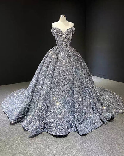 Silver Sequin Wedding Dress Off The Shoulder Lisposa Silver Sequin Wedding Dress Off The Shoulder Lisposa