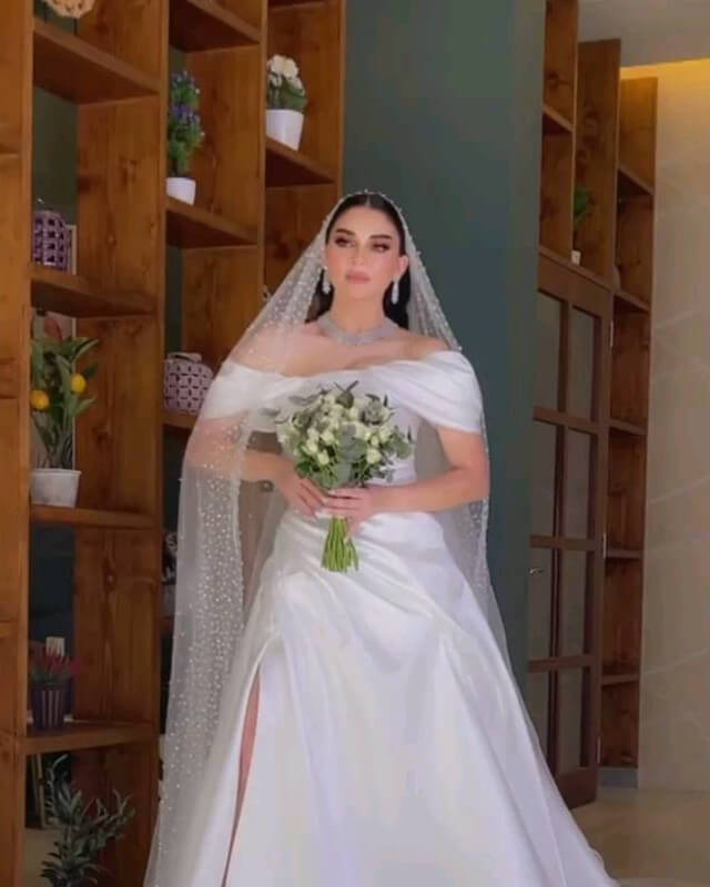 Trumpet Satin Off The Shoulder Wedding Dress With Slit