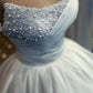 Pearl Strapless Satin Corset Wedding Dress