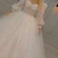 Sparkly Puffy Sleeve Corset Wedding Gown