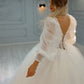 Sparkly Puffy Sleeve Corset Wedding Gown