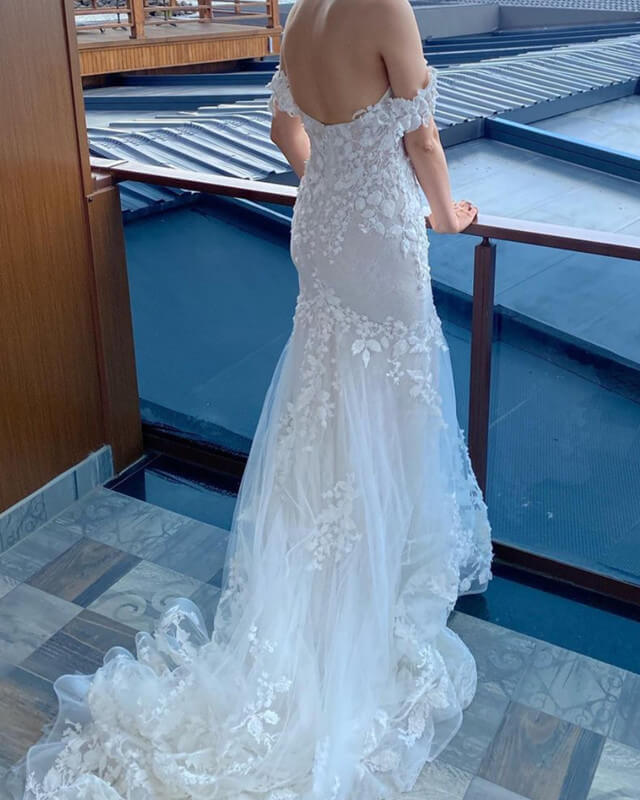 Mermaid Embroidery Off Shoulder Wedding Dress