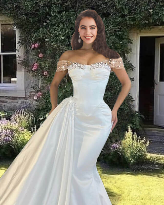 Mermaid Corset Satin Wedding Dress Off Shoulder