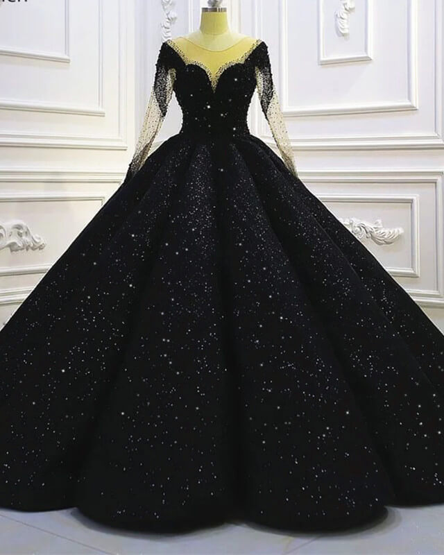 Black Sparkly Wedding Gown
