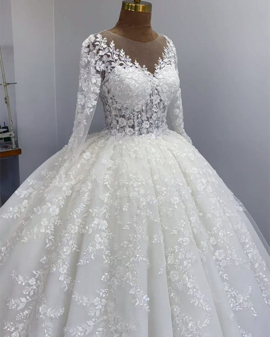 Vintage Lace Wedding Ball Gown