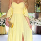 Yellow Chiffon Cold Shoulder Bridesmaid Dresses