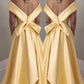 Yellow Satin Bow Back Off The Shoulder Dresses