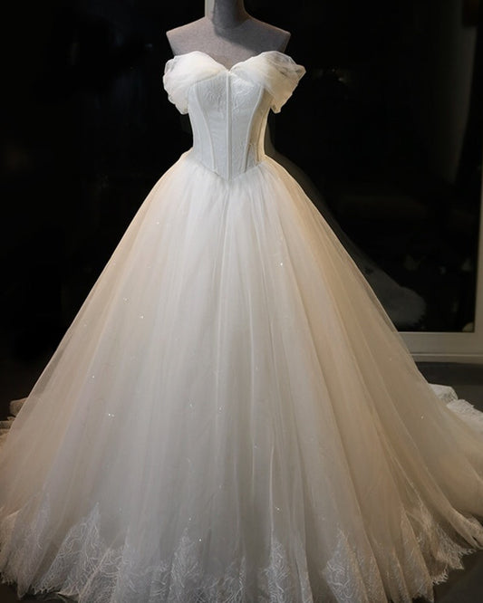 Tulle Corset Wedding Dress Ball Gown Lace Edge