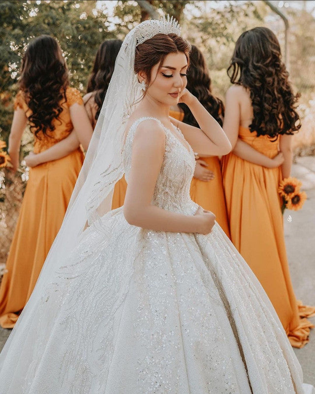 Fall Orange Bridesmaid Dresses Mismatched