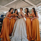 Orange Bridesmaid Dresses Mismatched