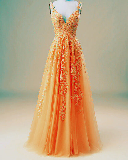 Orange Tulle Prom Dress