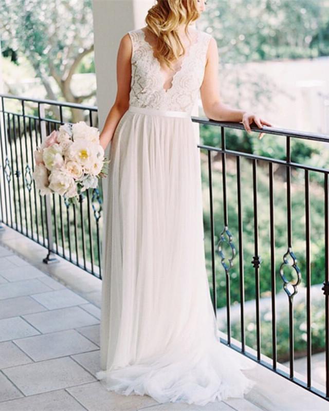 Elegant-Wedding-Dresses-Tulle-Cap-Sleeves-Wedding-Gowns